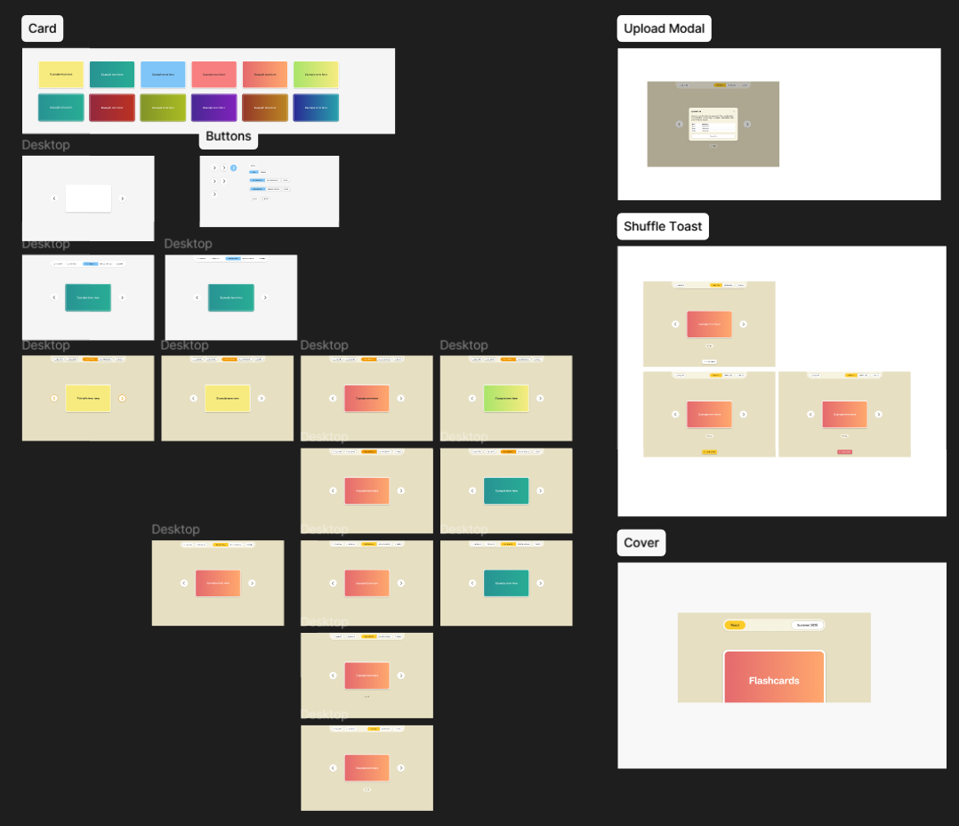 screenshot of figma mock iterations