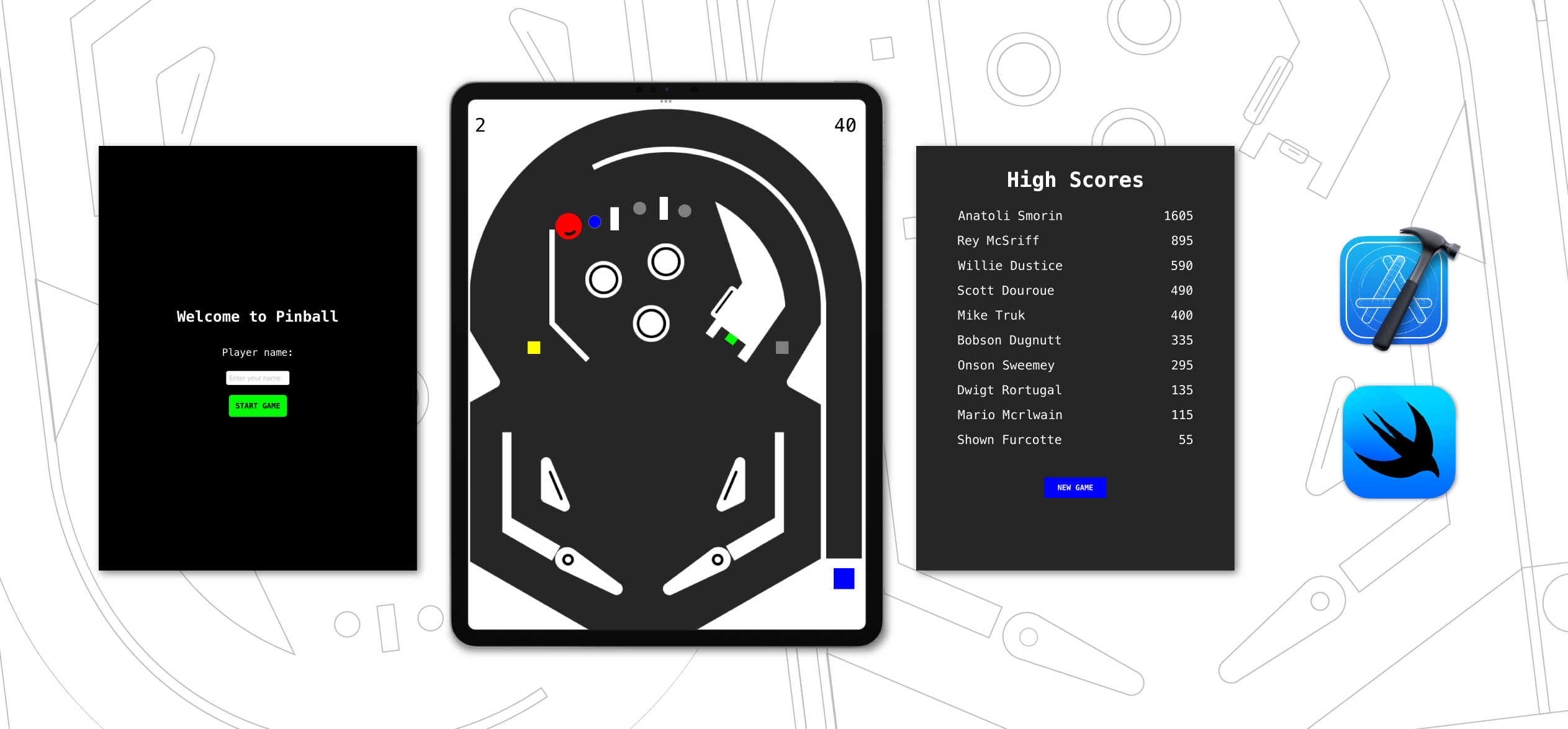 banner image showing iPad screens with pinball game